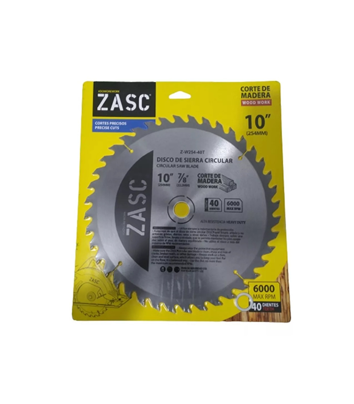 DISCO DE SIERRA CIRCULAR PARA MADERA 10" 40 DIENTES